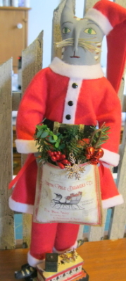 Santa Cat Doll 12"