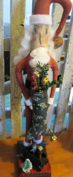 Primitive Santa Doll with Stocking 12"